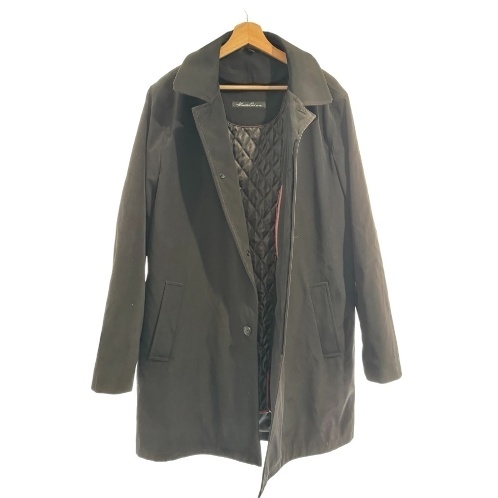 Kenneth Cole Water Repellent Trench Coat with Removable Lining, Black, Large
